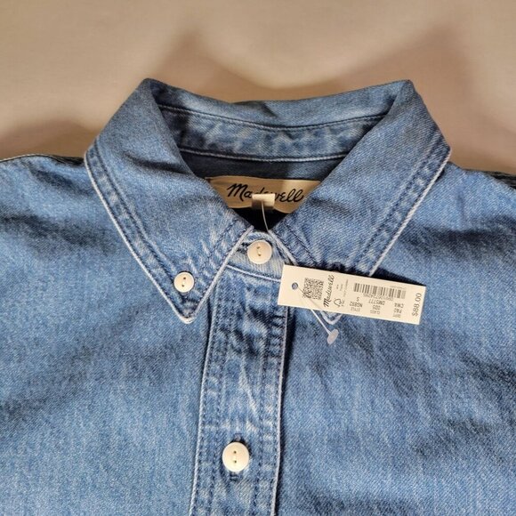 Madewell Women Casual Professional Cotton Denim Long-Sleeve Button-Up Shirt - Picture 4 of 10